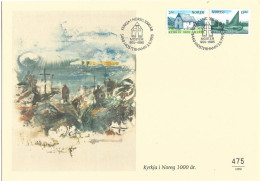 Norway Norge 1995 Church In Norway   Mi 1181-1182 Special Cover   Cancelled Mosterhamn 3.6.1995  Numbered - Brieven En Documenten