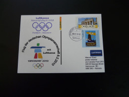 Entier Postal Pluskarte Stationery Premier Vol First Flight Frankfurt -> Vancouver Olympic Games Lufthansa 2010 - Sobres Privados - Usados