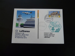 Entier Postal Pluskarte Stationery Premier Vol First Flight Frankfurt Berlin Boeing 747 Lufthansa 2010 - Privé Briefomslagen - Gebruikt