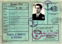 WWII Generalgouvernement District Of Galicia Provisional ID Card Lemberg 22.05.1943 Bomersbach Eduard Special Train -11 - Documents