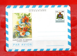 S.Marino **- 1981 - Aerogramma - EUROFLORA " GENOVA 81 "  A 11 . - Postal Stationery