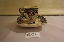 C60 Authentique Et Ancienne Tasse Et Sous Tasse En Vieux Rouen 1817 A VOIR XIX R - Rouen (FR)