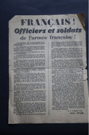 11 Novembre 1942  Affiche Français Officiers Et Soldats  De L'armée Française - 1939-45