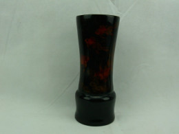 Vintage Vietnamese Beautiful Lacquer Thanh Le Black Vase Goldfish #2300 - Vasen