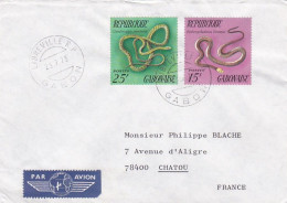 GABON -1973--Lettre LIBREVILLE Pour CHATOU-78 (France)--timbres Serpents (2 Valeurs) Sur Lettre .. Cachet. - Gabun (1960-...)