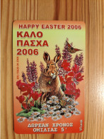 Prepaid Phonecard Greece, Animex - Easter, Rabbit, Butterfly 200 Ex. - Griekenland