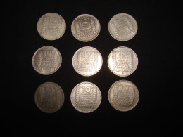 9 Pièces De Monnaie " Françaises " De 10 F Turin ( 4 Pièces Grosse Tête Et 5pièces Petite Tête ) - Altri & Non Classificati