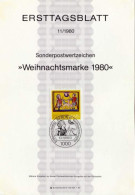 ALLEMAGNE BERLIN GERMANY 594 FDC Ersttagblatt 1er Jour Noël Weinachten Christmas Berger 13.11.1980 - 1e Jour – FDC (feuillets)