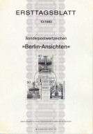 ALLEMAGNE BERLIN GERMANY 595 à 597 FDC Ersttagblatt 1er Jour Monument Mémorial Kiosque Tour 13.11.1980 - 1er Día – FDC (hojas)