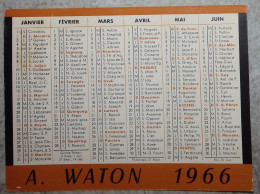 Petit Calendrier De  Poche 1966 A.Waton Imprimeurs Rue Gutenberg Saint Etienne Loire - Kleinformat : 1961-70