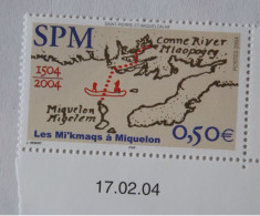 SPM 2004  500e Anniversaire De L'arrivée Des Indiens  Mi'kmaqs à Miquelon Carte Géographique YT 818   Neuf - Neufs