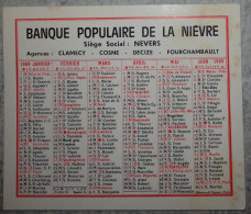 Petit Calendrier De  Poche 1969  Banque Populaire De La Nièvre Nevers- Clamecy Cosne Decize Fourchambault - Formato Piccolo : 1961-70