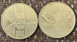 2 X Coins Yugoslavia 10 Dinara Battle Of Neretva Battle Of Sutjeska 1983 - Joegoslavië