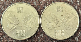 2 X Coins Yugoslavia 10 Dinara Battle Of Sutjeska 1983 - Jugoslawien