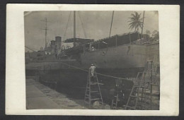 CPA Saint Pierre Et Miquelon Carte Photo RPPC Voir Scan Du Dos Navire De Guerre REGULUS Raliant Miquelon RARE - Saint-Pierre-et-Miquelon