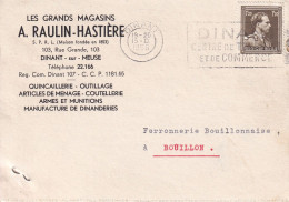 Les Grands Magasins  A. RAULIN-HASTIÈRE S.P.R.L(maison Fondée En 1863 )  Dinant-sur-Meuse1956 - Cartas & Documentos