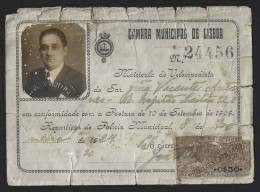 Bicycle License From Lisbon City Council From 1924. Cycle Registration. Obliteration Of Inspection. Licença De Bicicleta - Moto & Vélo