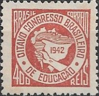 BRAZIL - 9th NATIONAL EDUCATION CONGRESS 1942 - NEW NO GUM - Unused Stamps