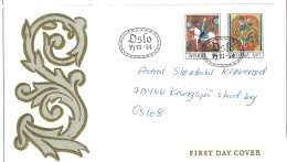 Norway Norge 1974 Christmas: Folk Art, Rose Paintings, Equestrian; Detail Painted Box ,  Rosette  MI 693 - 694 , FDC - Briefe U. Dokumente