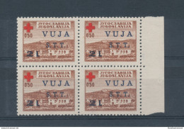 1948 TRIESTE B, N° 4 - Pro Croce Rossa , 1 Valore , Quartina ,  MNH** - Andere & Zonder Classificatie
