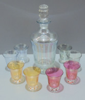 -SERVICE à LIQUEUR VERRE Nacré CARAFE & SON BOUCHON &  8 VERRES VITRINE    E - Glass & Crystal