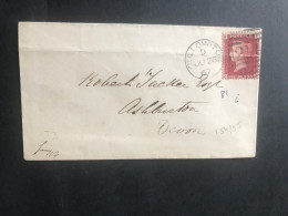 1858-67 QV 2 GB 1d Red Perf Shifted’ 387-1211 Post Mark See - Covers & Documents