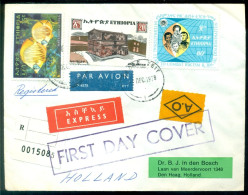 Ethiopia 1978 Registered Express Airmail Cover To Holland Mi 640, 644 And 677 With Imperforated Block On Back - Ethiopie