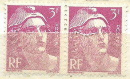 FRANCE N° 806 3F ROSE LILAS TYPE MARIANNE DE GANDON IMPRESSION SUR RACCORD NEUF AVEC CHARNIERE - Unused Stamps