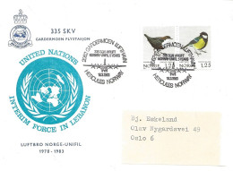 Norway Norge 1983 Special Cover United Nations Interim Forsce 335 SKV  - Cancelled Gardermoen Lufthavn   Hercules Norway - Briefe U. Dokumente