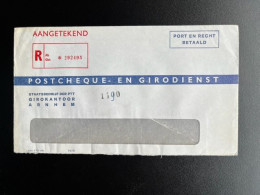 NETHERLANDS 1973 REGISTERED ENVELOPE POSTCHEQUE- EN GIRODIENST NEDERLAND AANGETEKEND POSTGIRO GKT 460 AH - Covers & Documents