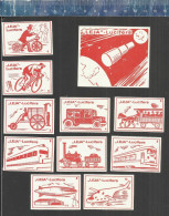 LEJA - HISTORY OF TRANSPORT - BICYCLES CARS LOCOMOTIVES HELICOPTERE ZEPPELIN SPACE ...MATCHBOX LABELS THE NETHERLANDS - Boites D'allumettes - Etiquettes