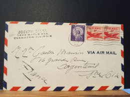 Lettre Des USA Air Mail Du 03 Janvier 1955 Depuis Evanston Dans L'Illinois Pour Argenteuil. Très Propre - Lettres & Documents