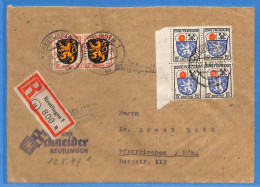 Allemagne Zone Française 1947 - Lettre Einschreiben De Reutlingen - G29379 - Sonstige & Ohne Zuordnung