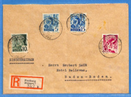 Allemagne Zone Française 1949 - Lettre Einschreiben De Freiburg - G29375 - Andere & Zonder Classificatie