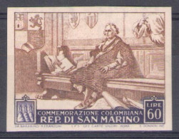 1951 San Marino, N. 381c C. Colombo Non Dentellato - MNH** - Varietà & Curiosità