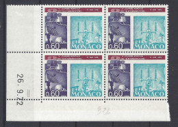 MONACO - N° 926 - TELECOMMUNICATIONS - Bloc De 4 COIN DATE - NEUF SANS CHARNIERE - 26/9/72 - 2 Traits - Unused Stamps
