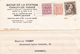 BAZAR DE LA STATION Vanhufflen Frères   Namur 1957 - Lettres & Documents