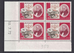 MONACO - N° 928 - SIR GEORGE CALEY - Bloc De 4 COIN DATE - NEUF SANS CHARNIERE - 10/7/72 - Unused Stamps