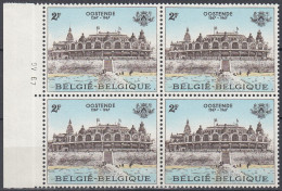 BELGIEN  1475, 4erBlock Mit Druckdatum. Postfrisch **, 700. Jahrestag Der Verleihung Der Stadtrechte An Ostende, 1967 - Unused Stamps