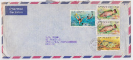 St Vincent Lettre Timbre Poisson Plongée Snorkel Diving Fish Stamp Air Mail Cover 1975 - St.Vincent (1979-...)