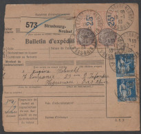 COLIS POSTAUX  - STRASBOURG NEUHOF - ALSACE / 1933  BULLETIN D'EXPEDITION (ref 3366m) - Storia Postale