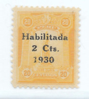 PERU 1930 SCOTT 262 SURCHARGED 2C ON 20C YELOW OVERPRINTED IN BLACK MH - Pérou