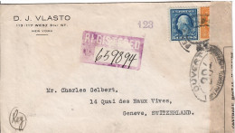 Lettre De Censure N.Y. Pour Genève (CH) / Ouvert 204 Par Autorité Militaire 21.5.1918 Registered - Cartas & Documentos