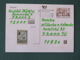 Czech Republic 1999 Stationery Postcard 4 Kcs "Prague 1998" Sent Locally From Prague, EMS Slogan - Lettres & Documents