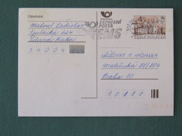 Czech Republic 1999 Stationery Postcard 4 Kcs "Prague 1998" Sent Locally From Prague, EMS Slogan - Briefe U. Dokumente