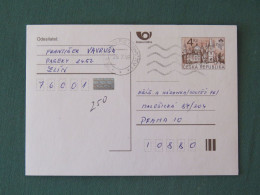 Czech Republic 1999 Stationery Postcard 4 Kcs "Prague 1998" Sent Locally - Briefe U. Dokumente