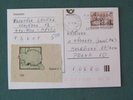Czech Republic 1999 Stationery Postcard 4 Kcs "Prague 1998" Sent Locally - Covers & Documents