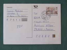 Czech Republic 1999 Stationery Postcard 4 Kcs "Prague 1998" Sent Locally - Briefe U. Dokumente