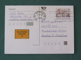 Czech Republic 1999 Stationery Postcard 4 Kcs "Prague 1998" Sent Locally - Briefe U. Dokumente