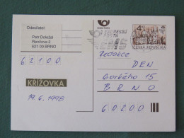 Czech Republic 1998 Stationery Postcard 4 Kcs "Prague 1998" Sent Locally From Brno, EMS Slogan - Covers & Documents